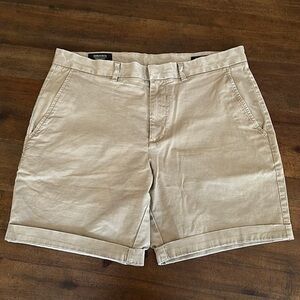 Nordstrom, slim, fit khaki taupe color shorts, size 34